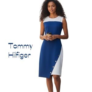 Tommy Hilfiger Navy White Color Block Dress Size 12